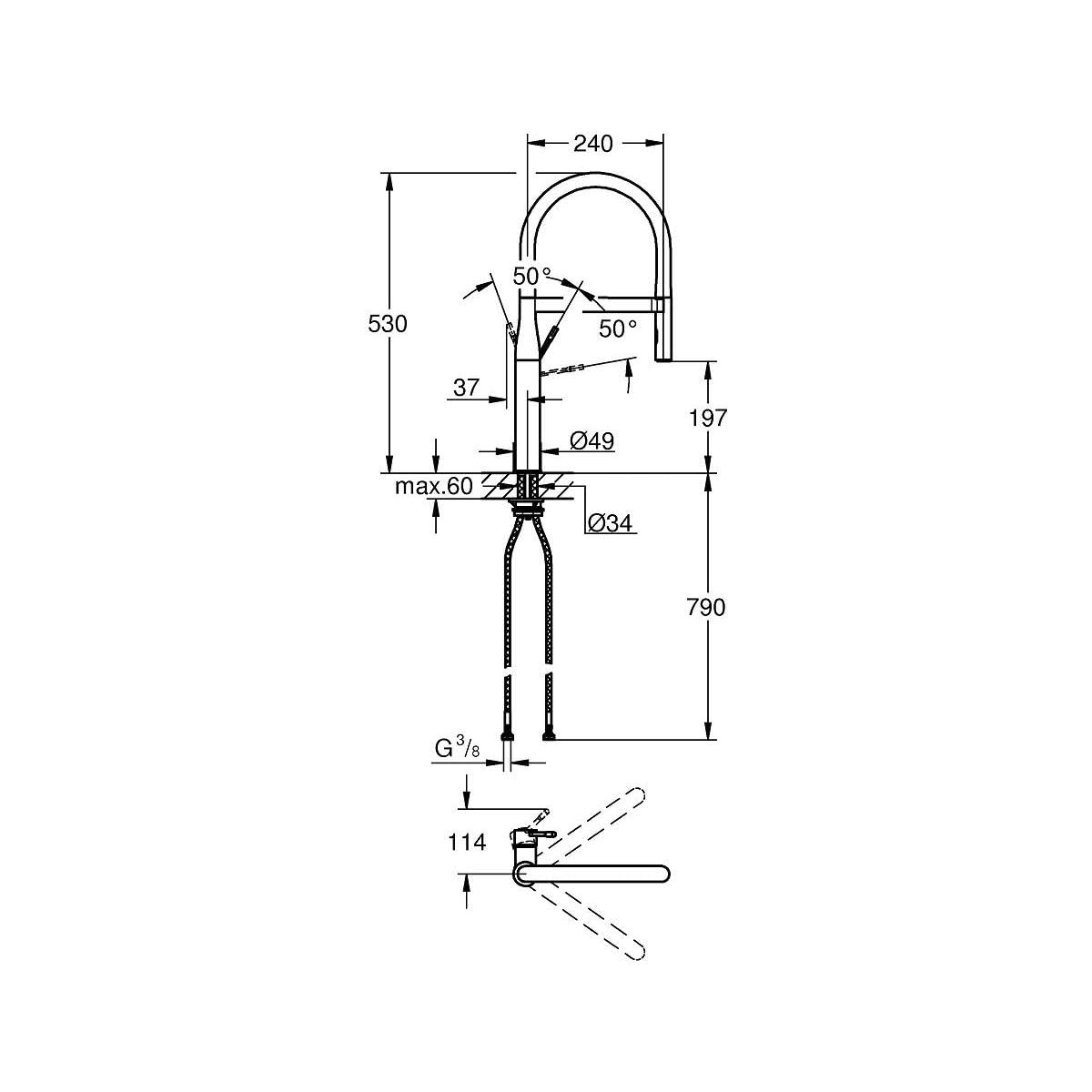 GROHE Essence profesjonalna bateria kuchenna, szczotkowany brąz, 30294DL0