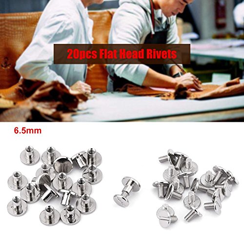 FTVOGUE 20Pcs/set Copper Flat Head Rivets Nuts Nails Leather Cap Accessory Set including Screws Repair Supplies(6.5mm) - Image 3