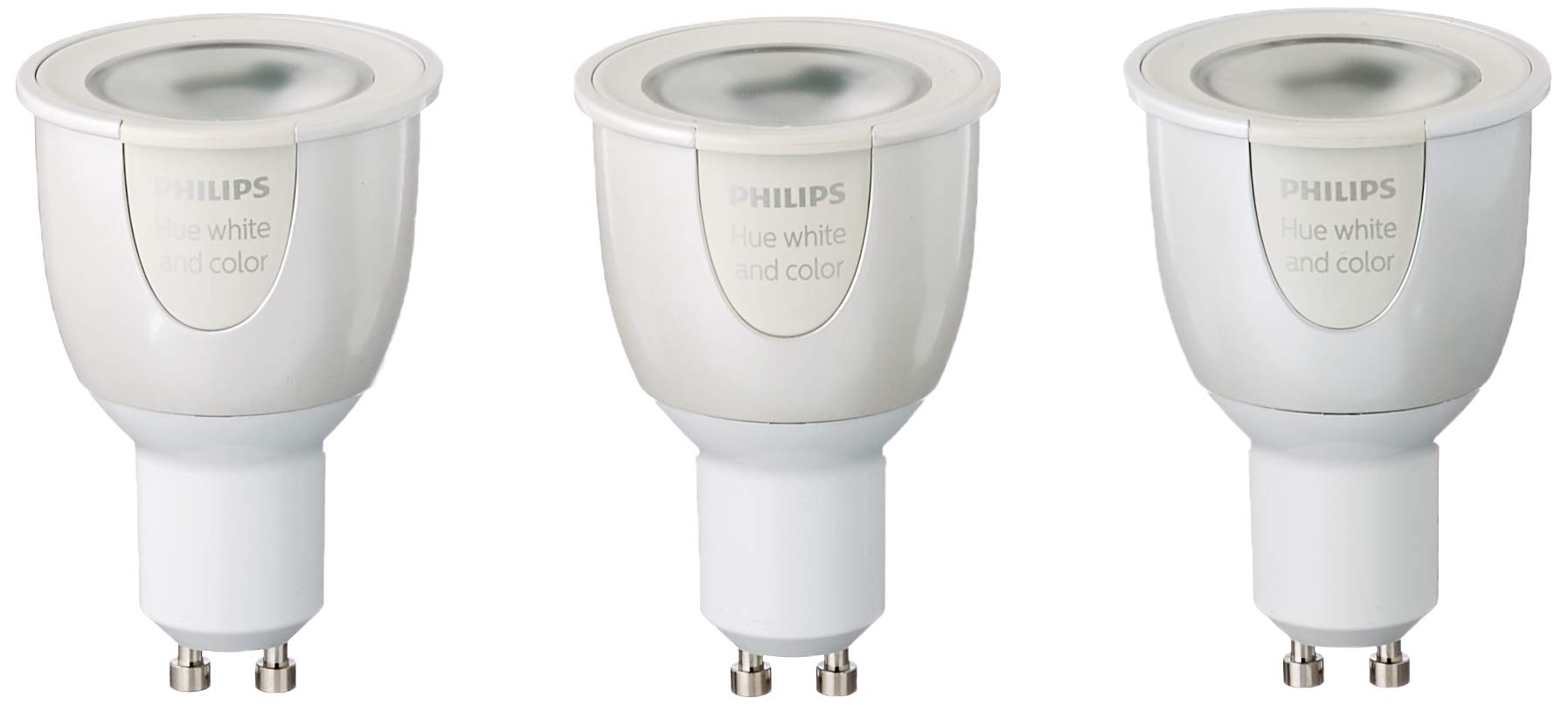 Philips Hue White & Color Ambiance - Juego de 3 bombillas GU10, hasta 16 millones de colores, regulable, controlable mediante aplicación, compatible con Amazon Alexa
