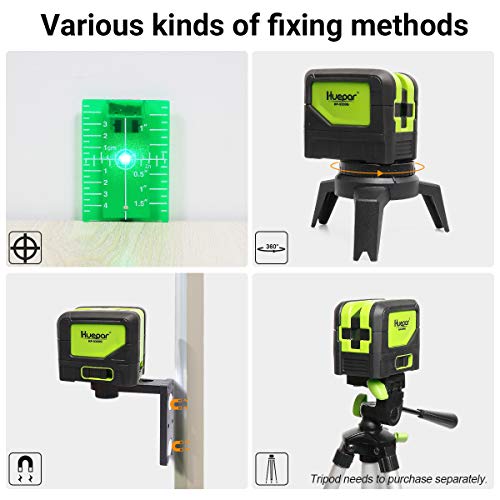 Image of Huepar 3-Point Laser Leveler Tool, Green Plumb Spots, 197Ft Range, Battery Included - 9300G