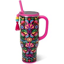 Swig Life 30oz Mega Mug, 30 oz Tumbler with Handle and Straw, Cup Holder Friendly, Dishwasher Safe, Extra Large Insulated Tumbler, Stainless Steel Water Bottle Caliente