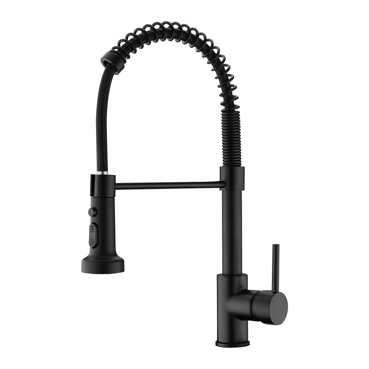 Black Kitchen Tap, Kitchen Mixer Tap with Pull Out Sprayer, Commercial, Matte Black