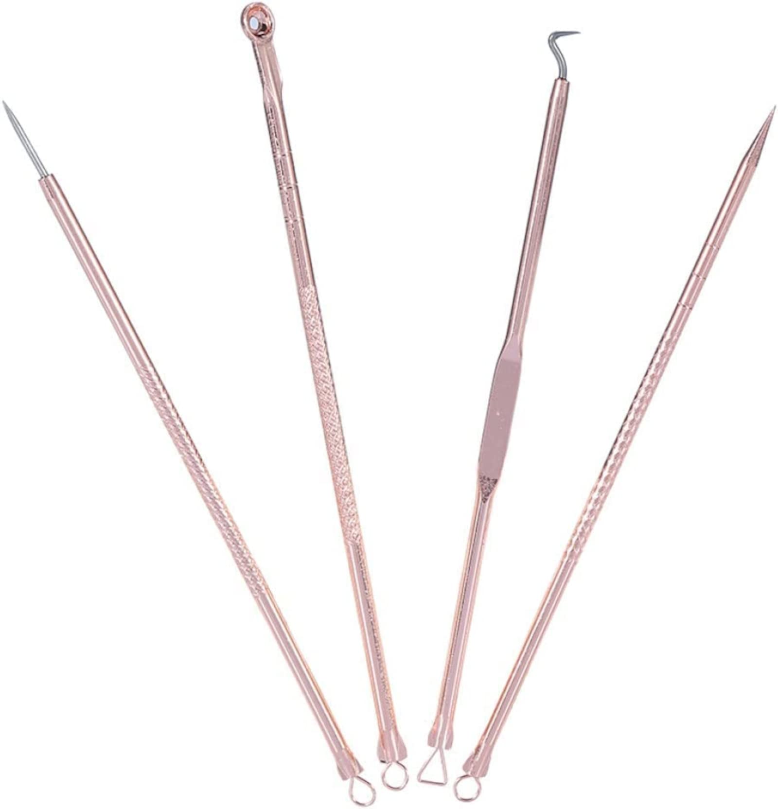 50x Mitesserentferner 4er Set aus Edelstahl Rosegold Blackhead Remover Porenreiniger für Behandlung v. Pickeln und Akne (50x Set)