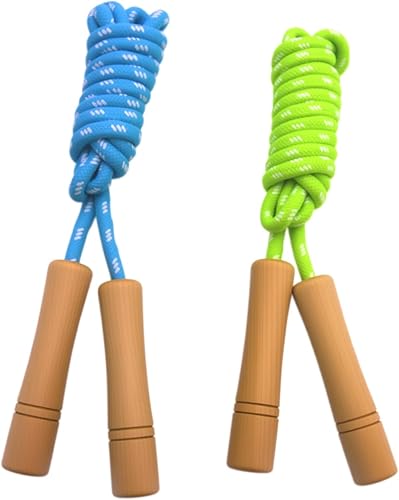 Miniatura 8 de Jump Rope for Kids - Wooden Handle - Adjustable Cotton Braided Fitness Skipping Rope for Toddler Fitness Workout Exercise Outdoor Activity