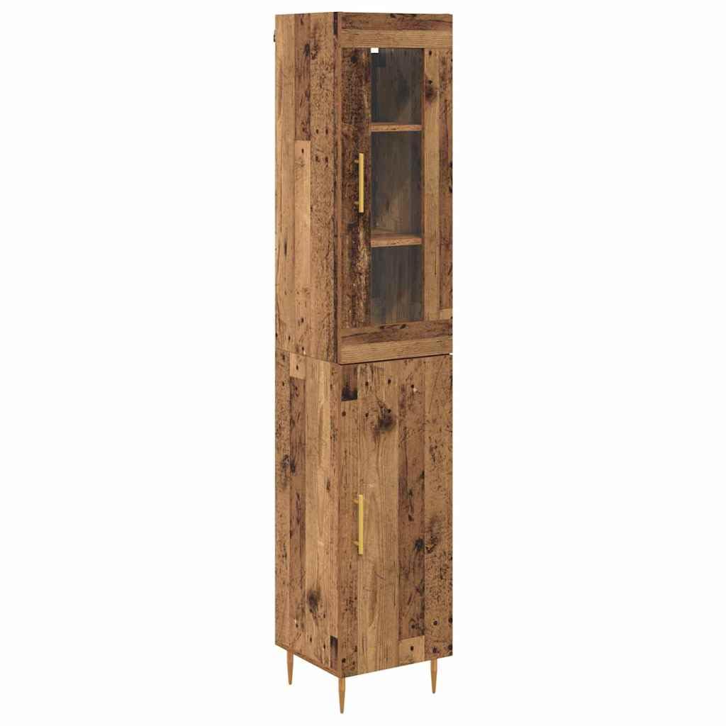 vidaXL Highboard 2 pcs Old Wood Glass, Dining Room, Modern Rectangular Sideboard, Ample Storage, Elegant Display, Functional Highboard, Contemporary Furniture