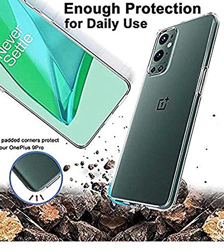 Image of Soft Flexible Silicone Back Cover (OnePlus 9 Pro, Transparent Case + Screen Guard)