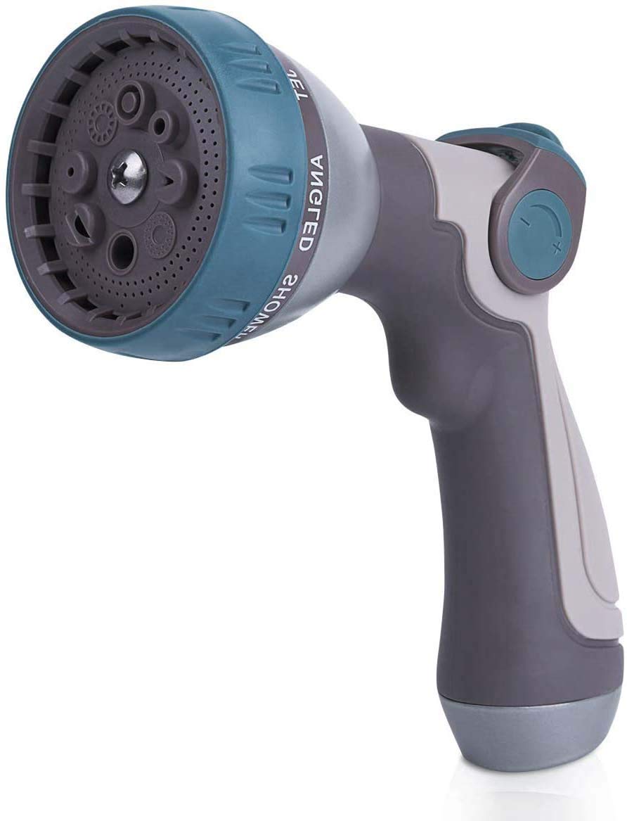 Hose Nozzle Garden, Metal Spray Nozzle High Pressure, 8 Patterns Thumb Control for Watering Plants & Lawn, Car Washing, Patio, Dog & More (Blue)