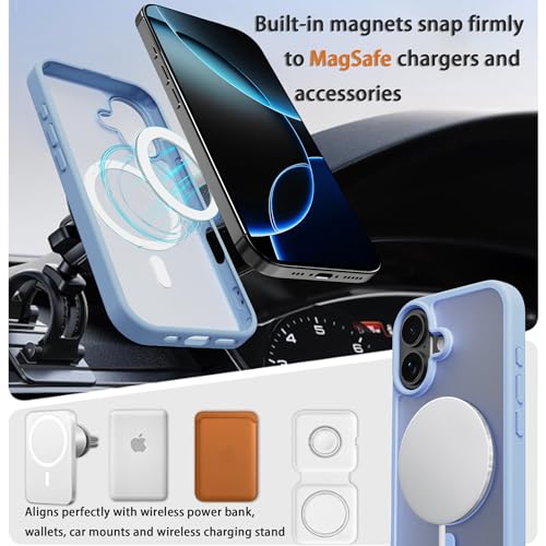 Image of Magnetic for iPhone 17 Phone Case, [Compatible with MagSafe], Screen Protector X1, [Military Grade Drop Protection],Matte Finish,Slim,Shockproof,Protective (Light Blue, iPhone 17)