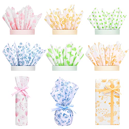 Image of Larcenciel Metallic Flower Tissue Paper - 60 Sheets for Gift Wrapping, Birthday, Holiday & Party Decor, Crafts & Packaging - 19.7x13.8in