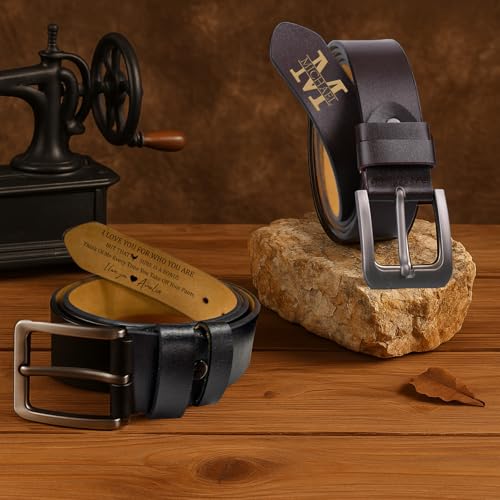 Father’s Day Gifts, Personalized Leather Belt for Men, Husband, BF, Custom Handcrafted Engraved Real Belt with Logo3