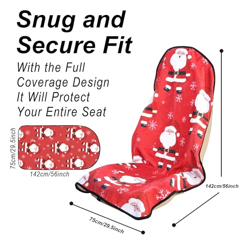 Image of Car Seat Cover Protector Front Seats,for Gym Workout,Running,Swimming,Beach and Hiking,Waterproof Sweat Towel Bucket Seat Covers for Cars SUV Trucks (Santa Claus, 1Pcs)