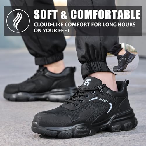 Image of Steel Toe Shoes for Men Lightweight Puncture Resistant Safety Footwear Work Shoes Men Safety Work Shoe Comfortable for Construction Warehouse Jobs