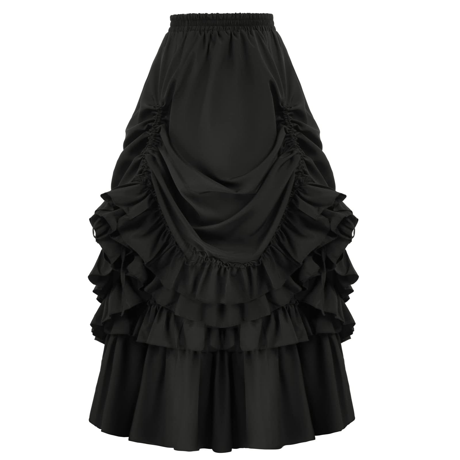 Fiamll Falda gótica steampunk para mujer, dobladillo alto-bajo, falda medieval, maxifalda renacentista con volantes