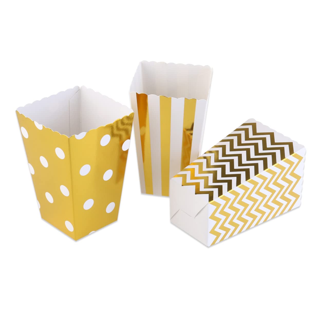 Cabilock Scalloped Cardboard Popcorn Carton Miniature Snackle Box Solid Popcorn Box Set Wedding Favors Style