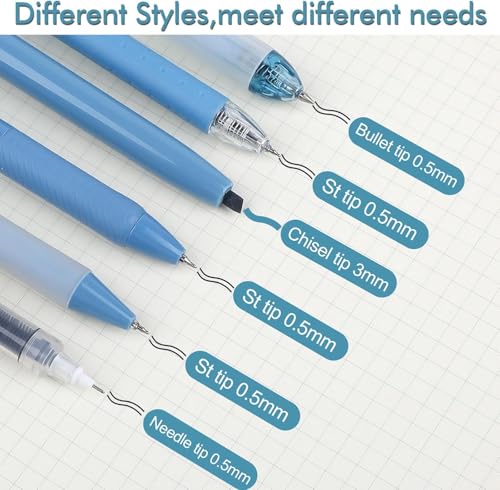 Image of SHUTTLE ART 5 Pcs Star Gel Pen Set 5 Cute Retractable Smooth Writing Pens for School Office Supplies Aesthetic pretty pens Quick Dry Ink Pens 0.5mm Fine PointSmooth to Write for Writing, Blue