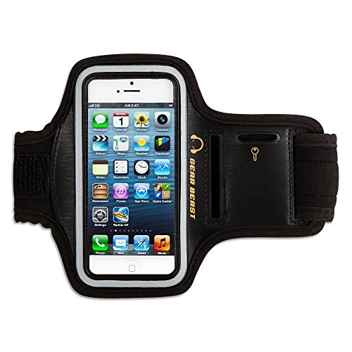 Gear Beast Sport Gym Running Armband with Key Holder and Reflective Safety Band for iPhone SE, iPhone 5s, iPhone 5, iPhone 5c, iPhone 4s, iPhone 4 and iPod Touch 5G