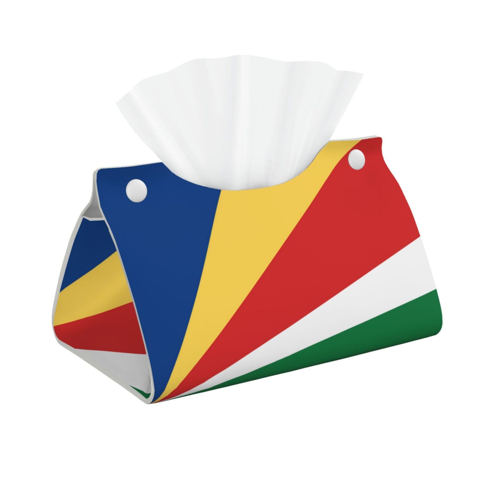 Flag of Seychelles Rectangular Leather Tissue Box Cover, Folding Facial Tissue Holder Dispenser for Car