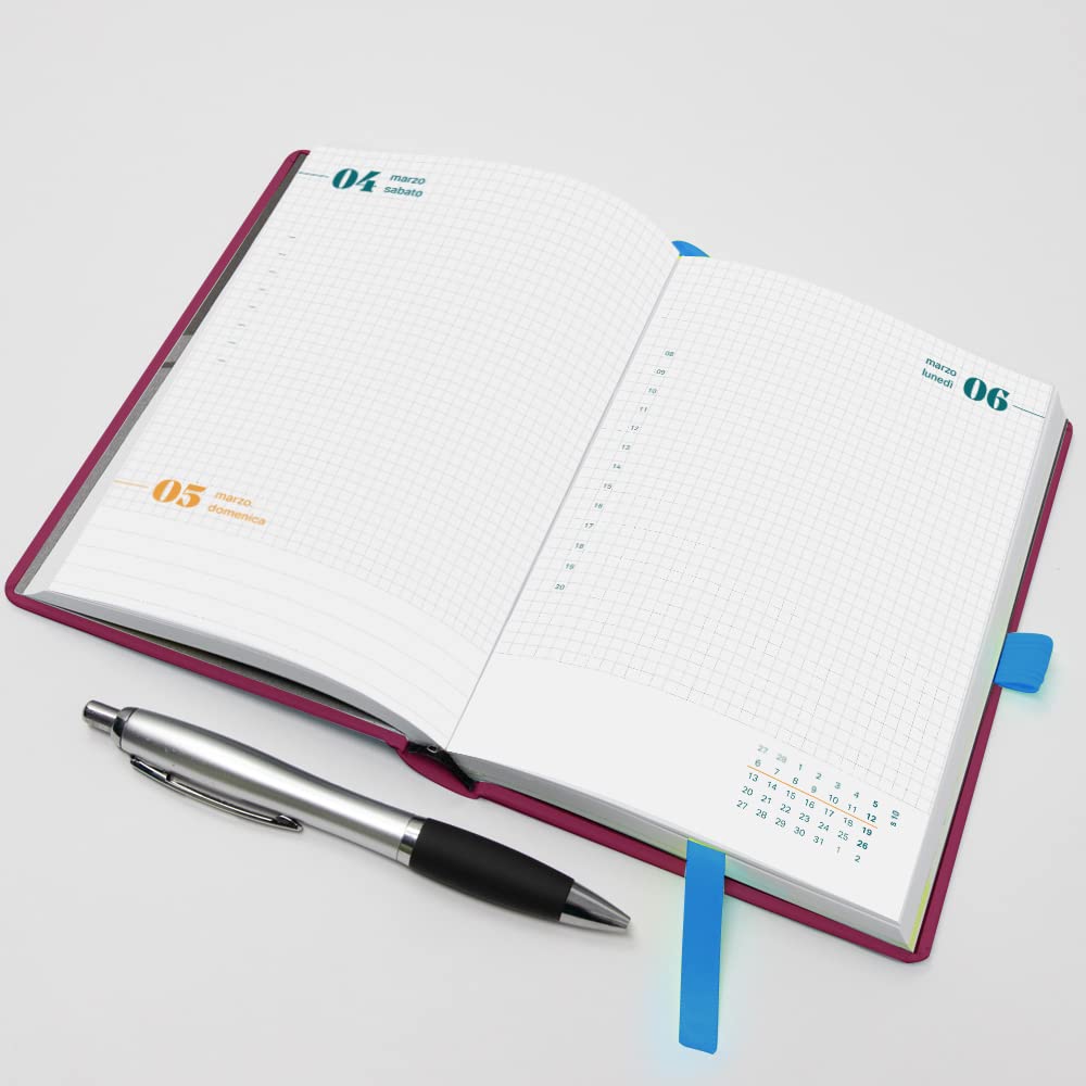 Smemoranda Daily Diary 2023 Bordeaux, 12 Months with Planner, Medium 11.2x16.5 cm, Home Office University, Hardcover - Image 4