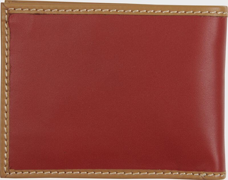 Rawlings "Pop Baseball Stitch Bi-Fold Leather Wallet - Premium Men's Sports Wallet (Red)4