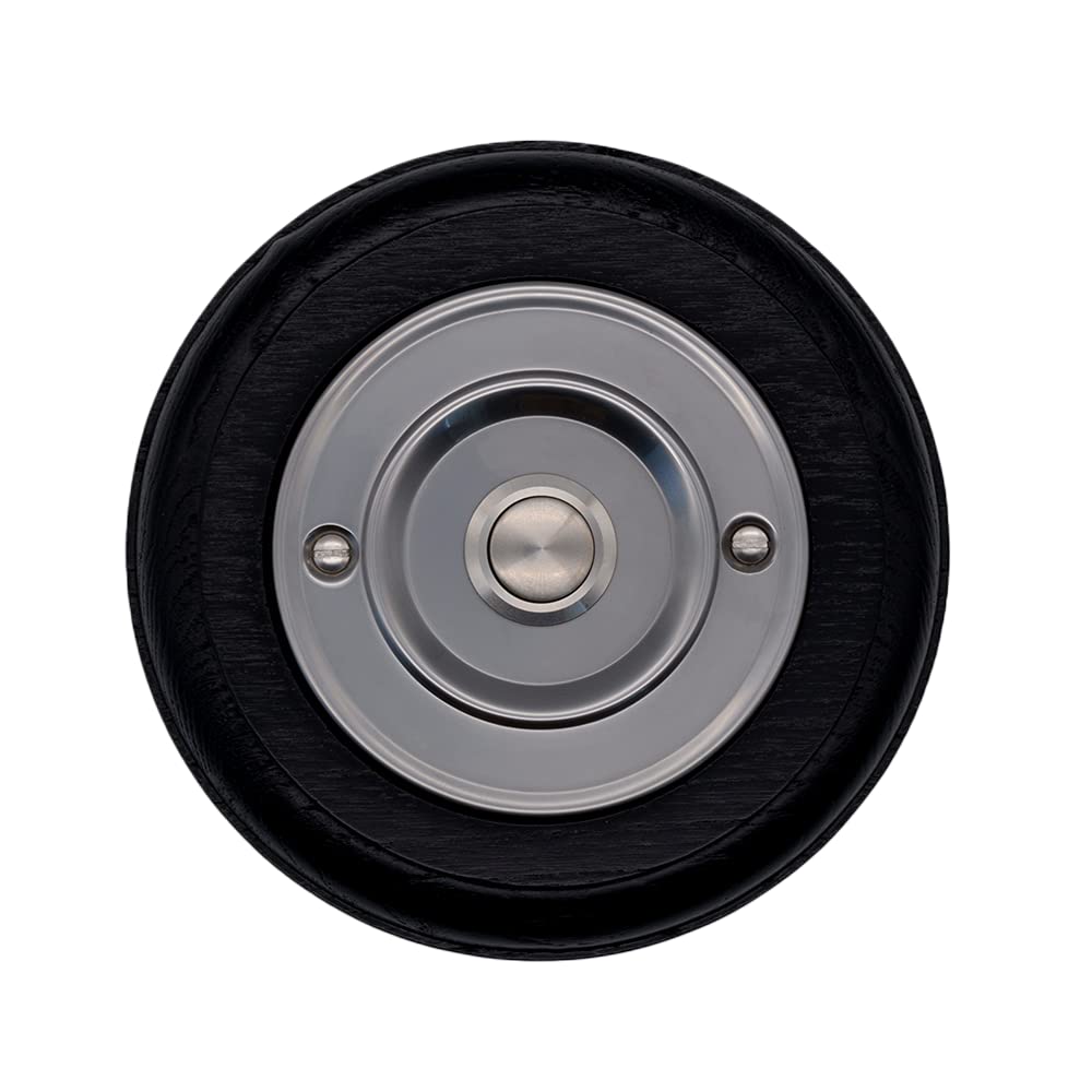 Modern Living Round Wireless Doorbell in Black Ash and Brushed Nickel - Nickel Centre - No Chime