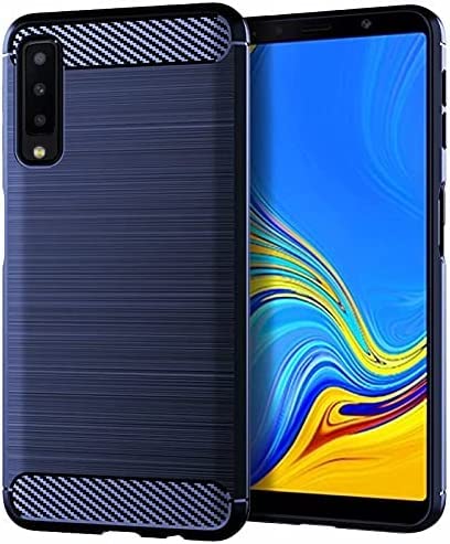 Image of NPRC Hybrid Ultra Slim Protective Case TPU Non-Slip Carbon Fiber Texture Shockproof Case Cover for Samsung Galaxy A7 2018 - Blue