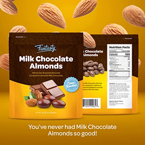 Funtasty Gourmet Milk Chocolate Covered Roasted Almonds, 2 Pound Pack #TOP1