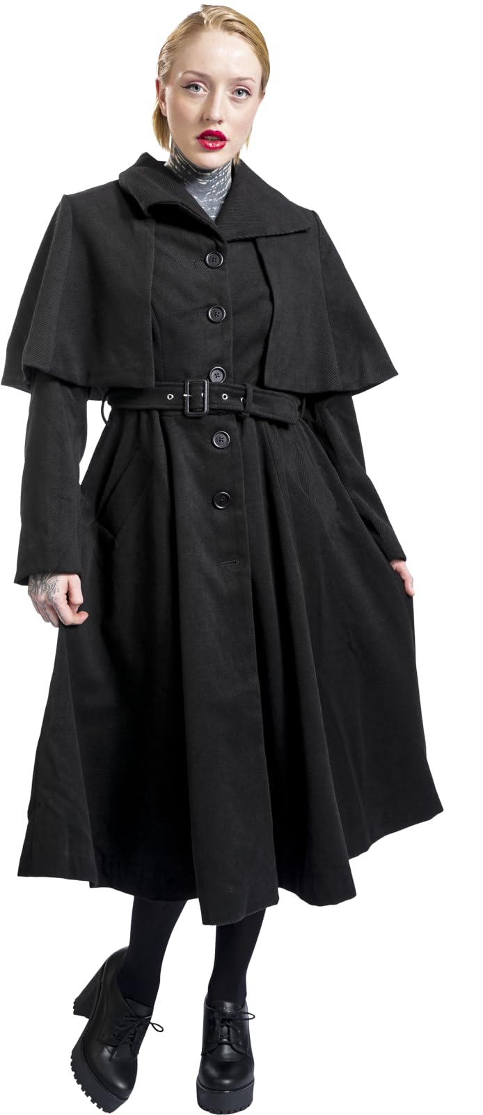 Hell Bunny Ingrid Coat Frauen Mantel schwarz Gothic