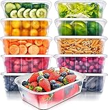 THE PACK Microwave Boxes Meal Prep Containers, [10 Pack] Plastic Storage Food Containers with Lids, Disposable Bento Box Reuse, Refrigerator Safe, Microwave, Dishwasher Safe (750ML- 26 OZ) (10)