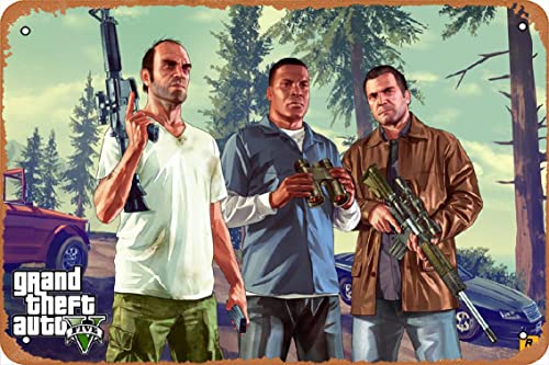 GTA 5 Game Poster 3Game Retro Metall-Blechschild 20,3 x 30,5 cm