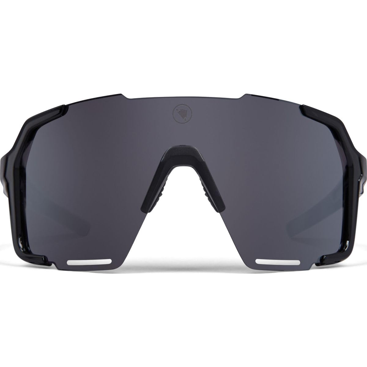 Schwarze Sportbrille ohne Rahmen. Endura