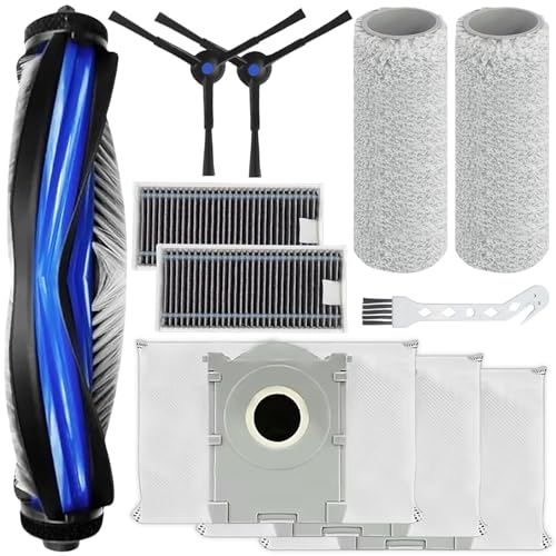 Replacement Accessories kit Compatible with Ecovacs X8 Pro Omni/Yeedi S14 Plus Vacuum Cleaner Robot Parts 1 Main Brush 2 Side Brushes 2 HEPA Filters 2 Roller Mop Cloth 3 Dust Bags