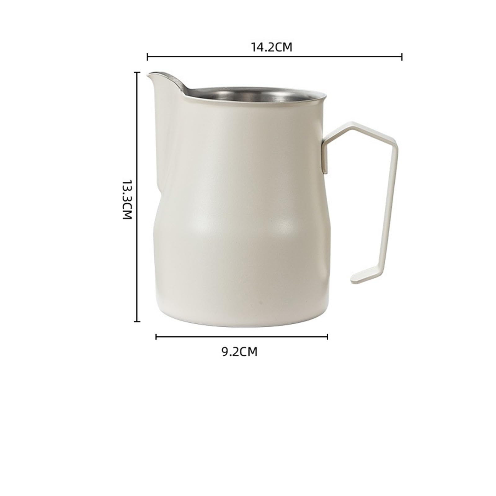 Jarra De Espuma De Leche De Acero Inoxidable For Latte Art Y Espresso(Rice White-350ML)