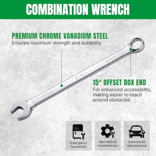 Image of SK 19 mm Combination Wrench, Metric, Premium CR-V Steel
