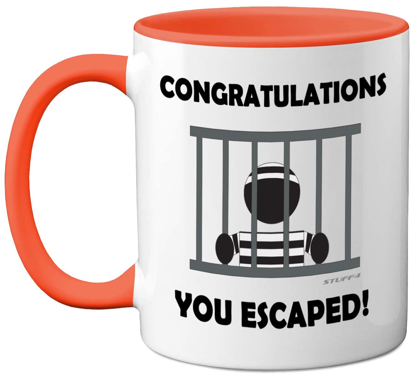 Stuff4 Leaving Gifts for Men or Women - Congratulations You Escaped Retirement Mug - Leaving Presents for Colleagues, Funny Gifts Men Women, New Job 11oz Ceramic Premium Orange Mugs