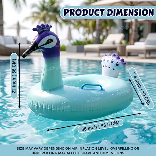 Image of Zest 4 Toyz Swimming Ring Swimming Tube for Kids Inflatable Tube for Swimming Pool Floaters for Kids Water Tube for Baby Swim Ring for 3+ Years Girls and Boys (Peacock Shaped) Blue
