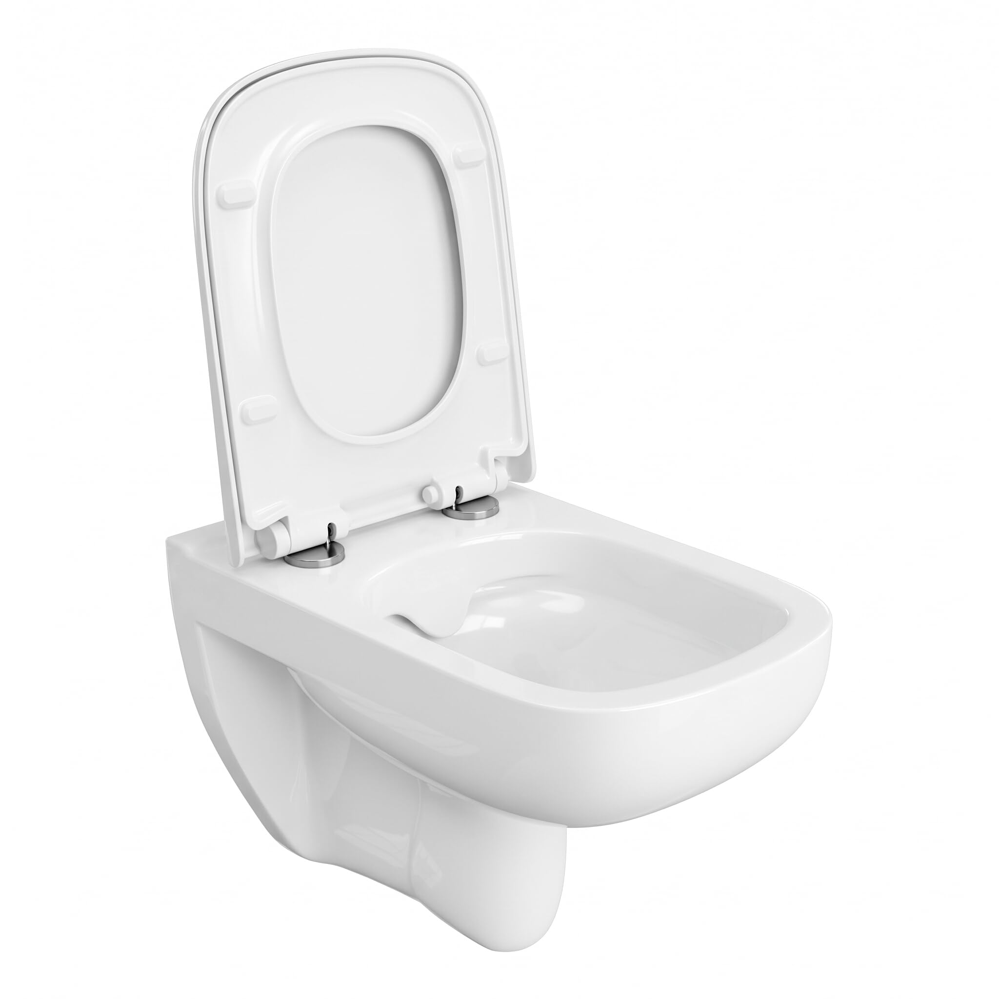 Set per WC con piastra di pressione + WC da parete Capri Slim senza bordo + sedile WC con chiusura soft close (RC)