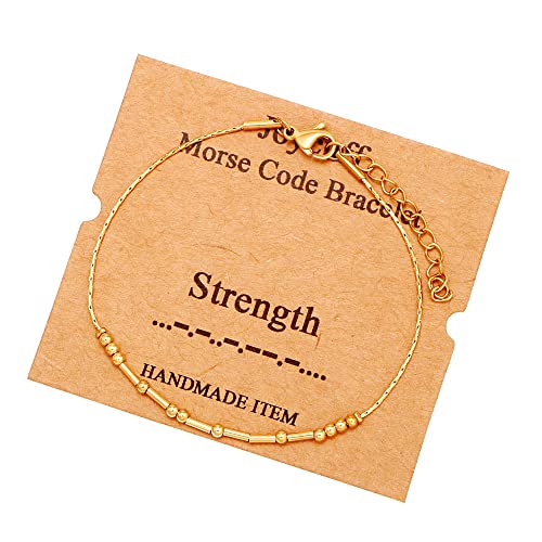 Image of JoycuFF Inspirational Morse Code Bracelets for Women Silver Beads Jewelry Encouragement Mantra Gifts for Her