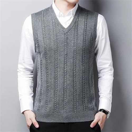Men's Winter Knitted Vest - Fashion Solid Color Middle-Aged Men's Warm Sleeveless Vest4