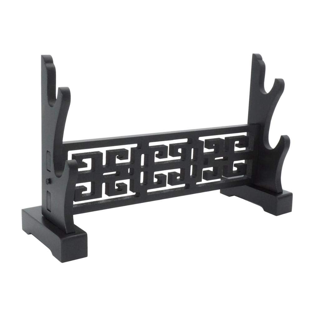 RybdaFDc Sword Holder Rack Stand Horizontal Display Samurai Katana Wakizashi Classical Hollow Out Pattern 1-3 Tiers Black(2Tier)