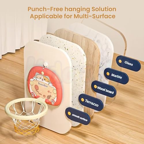 Image of Kidology Mini Portable Basketball Hoop Set with Cute Cat-Themed Backboard - Indoor /Outdoor Basketball Game & Mini Ball for Toddlers, Perfect Christmas or Birthday Gift for Kids 3+ Years