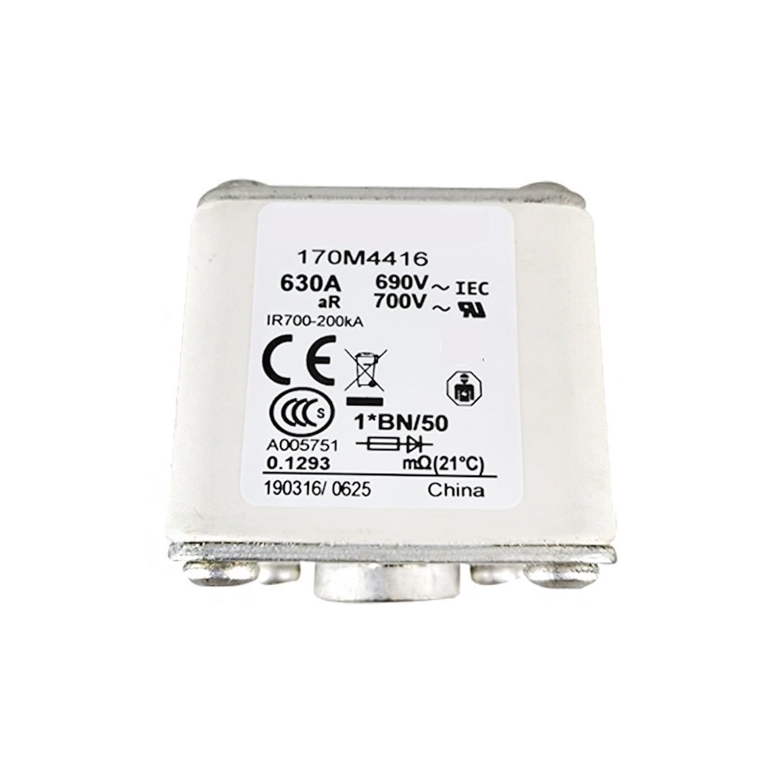Fusible rápido 170M4416 de alta capacidad para cuadros eléctricos y variadores de frecuencia