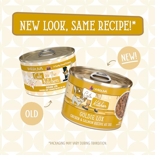 Image of Weruva Cats in The Kitchen, Goldie Lox with Chicken & Salmon Au Jus Cat Food, 6oz Can (Pack of 24)