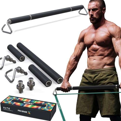GEKU FIT Resistance Band Bar, 41.5" Heavy Duty Workout Bar with ABS