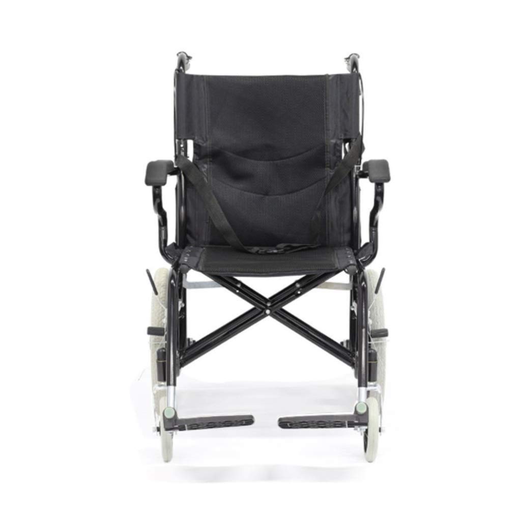 Silla de Ruedas Manual Scooter de Mano Pararsonas Mayores Discapacitadas Viaje Ultraligero Plegable Ligero Portátil No Inflable Neumáticos Sólidos de Freno Doble, Seguro Y Cómodo