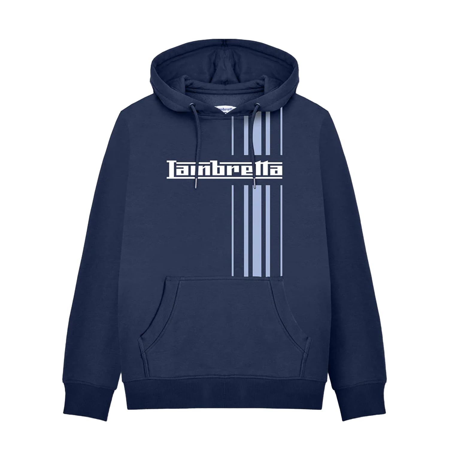 Lambretta Mens Stripe Logo Hooded Top (UK, Alpha, XXL, Regular, Regular, Navy)