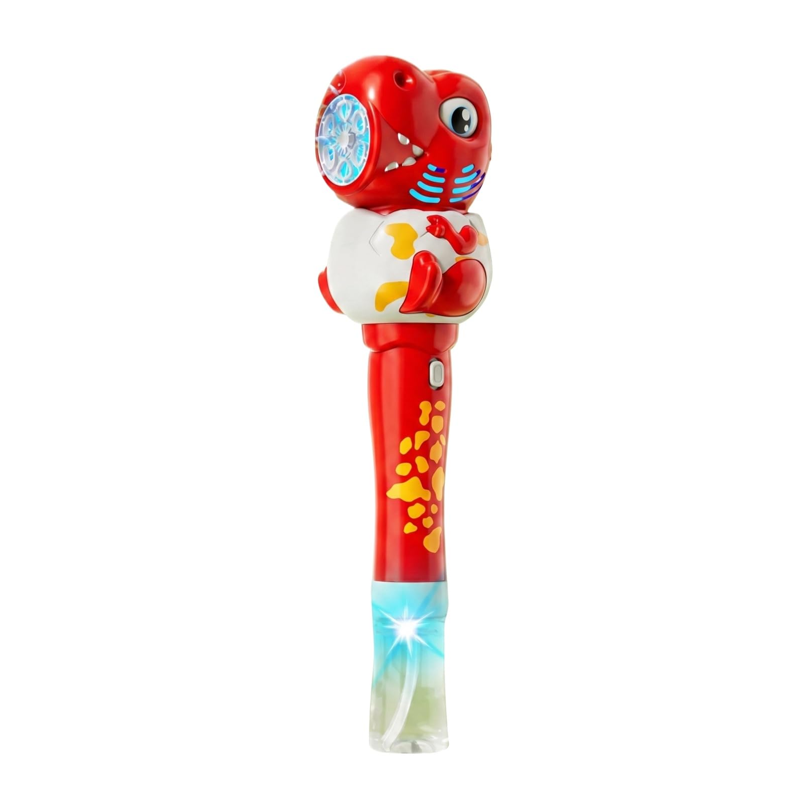 Bubble Wand Toys - Light Up Illuminating Dinosaur Bubble Maker Wand, Bubble Blower with Cool LED Effects for Kids, Bubble Fluid Included, Great Gift Idea, Party Favor (Red)