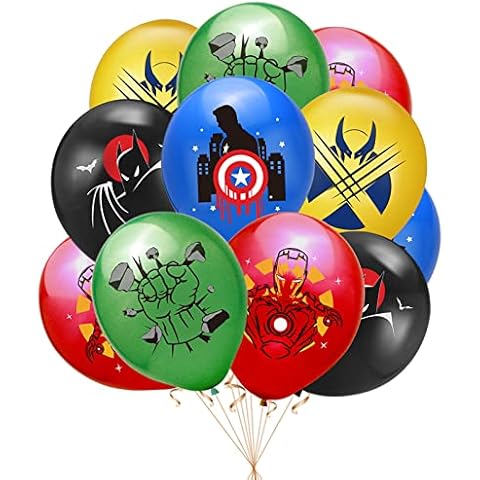 15 Pack Superhero Balloons Avenger Theme Birthday Balloons, 12" Latex Balloons Superhero Batman Iron Man Hulk Captain Party Decorations Balloons for Kids Boys Girls Superhero Birthday Party Supplies Cover