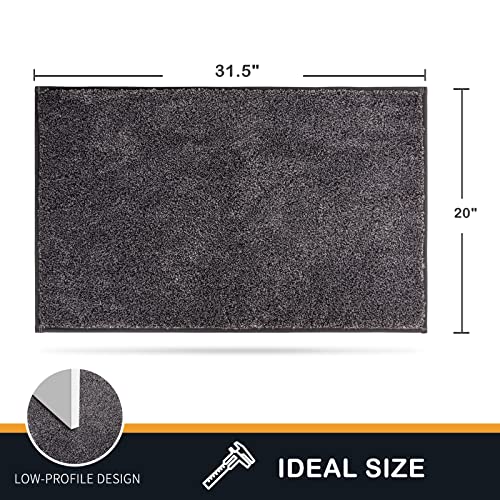 PURRUGS Dirt Trapping Door Mat 20" x 31.5", Non-Slip Machine Washable Entry Rug, Shoe Scraper, Dog Doormat, Super Absorbent Welcome Mat for Front & Back Door, Muddy Shoes & Paws, Light Grey-Dark Grey