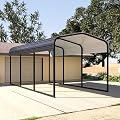 MUPATER Outdoor Heavy Canopy 10 x 15 FT Metal Carport, Garage Car Shelter Shade with Metal Roof, Frame and Bolts for Car, Truck, Grey