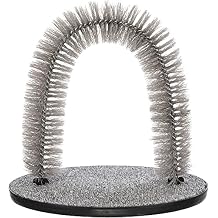 Trixie Cat Massager and Self Grooming Arch, Bristle Ring Brush, Carpet Base Scratcher, Cat Self Groomer, Gray, Small